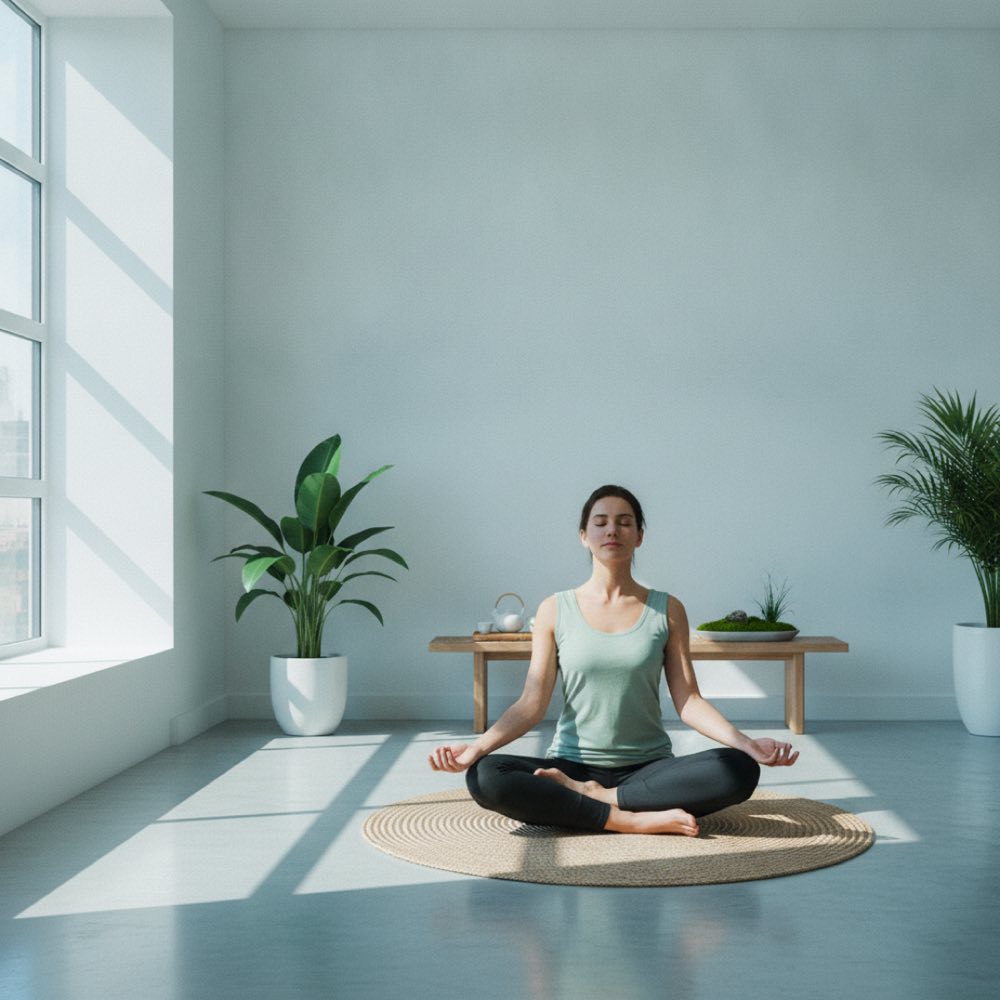 Person doing a calm breathing exercise