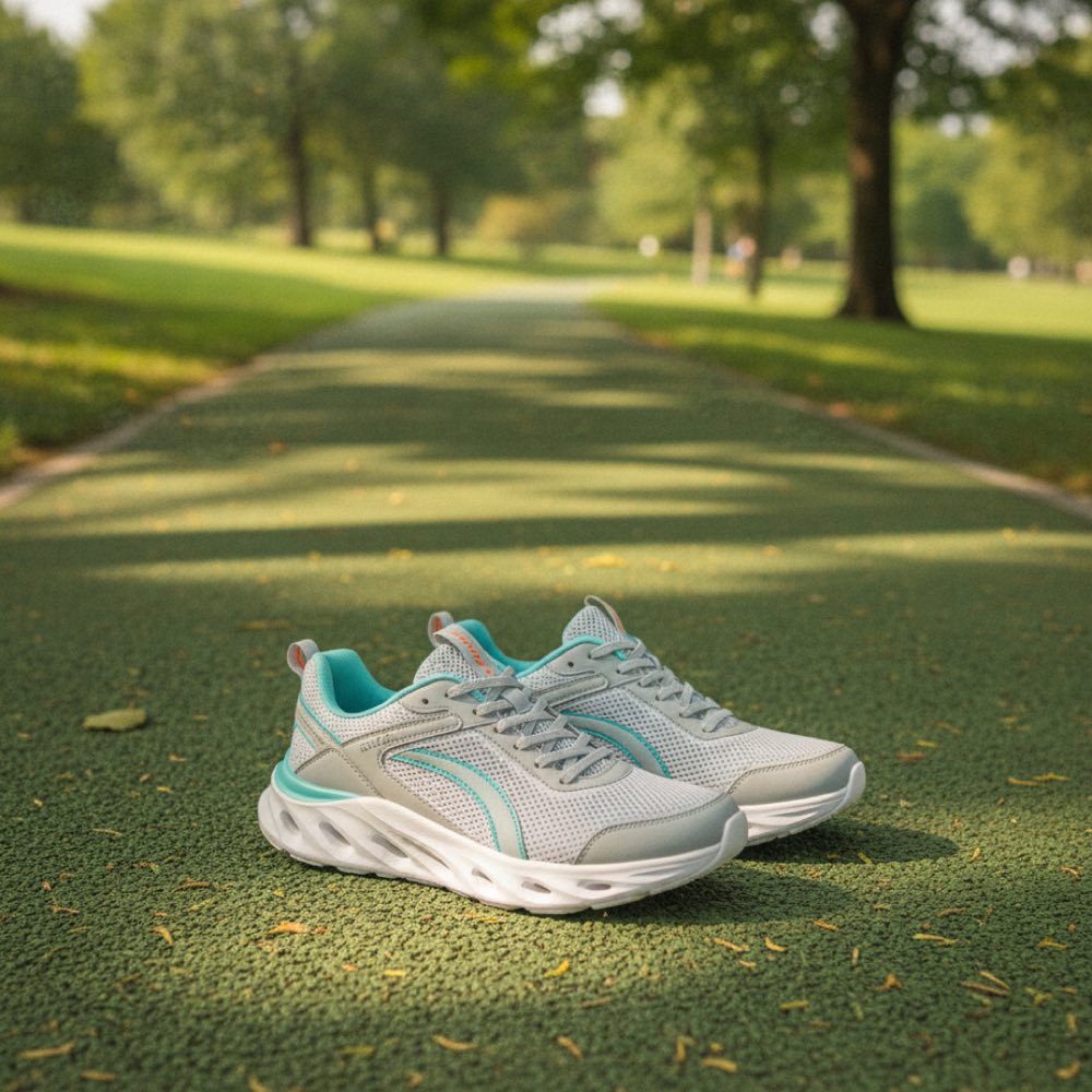 Walking shoes on a park path